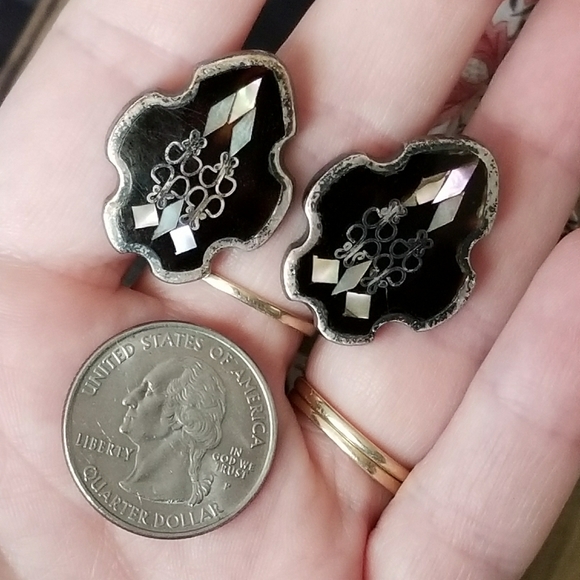 Relisted -Vintage Sterling Silver cuff links PGG black - Picture 17 of 17